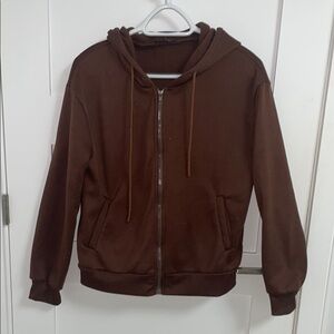 Brown Zip-Up Hoodie